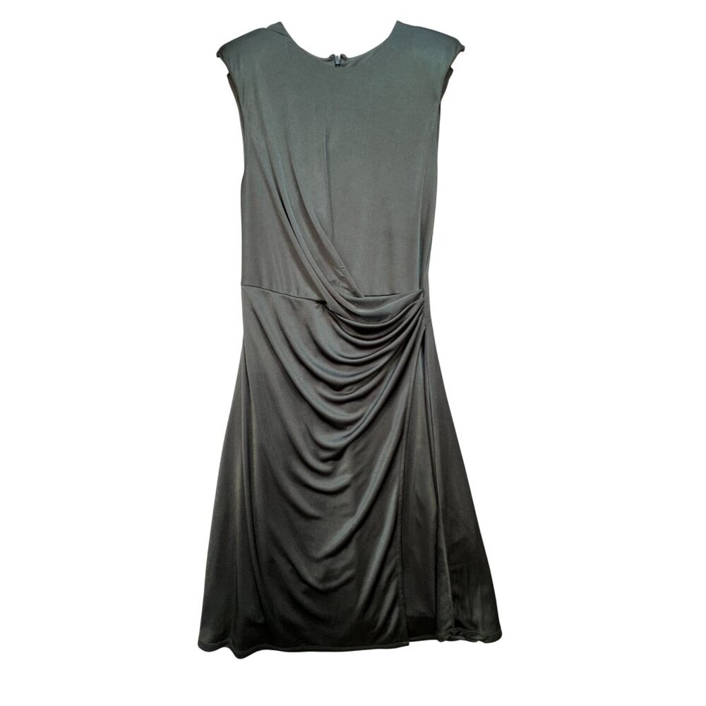 Express Womens Draped Sleeveless A-Line Dress Sze S Gray Elegant Ruched Career